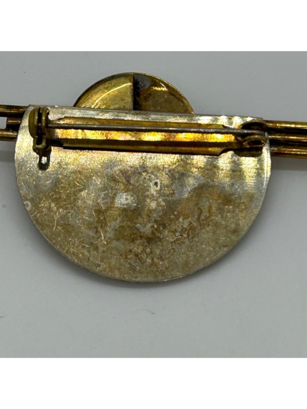 Vintage 1980s Modernist Silver-tone  & Brass Geometric Brooch Art Pin Mixed Meta - Picture 11 of 14